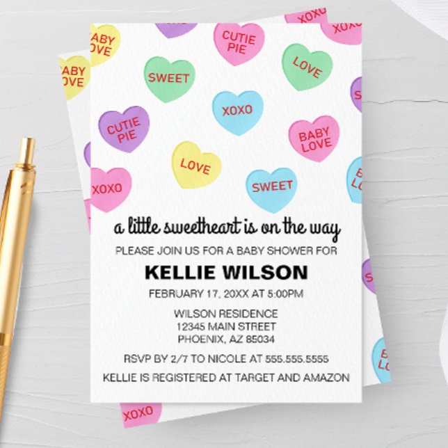 Candy Hearts Valentine Baby Shower Invitation (Creator Uploaded)