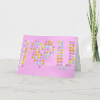 Candy Hearts Valentine's Card with pink background