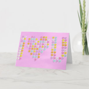 Candy Hearts Valentine's Card with pink background