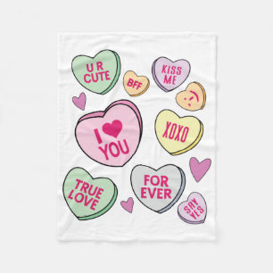 Candy Hearts Valentines Day Conversation Hearts Fleece Blanket