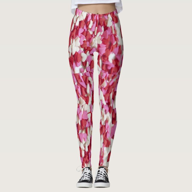 Candy Hearts Valentines Day Leggings (Front)