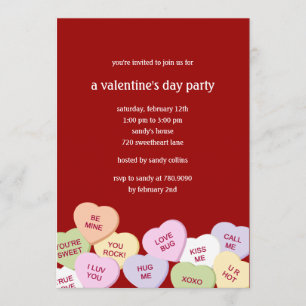Candy Hearts Valentine's Party Invitation