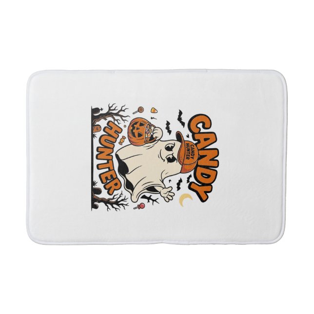 Candy Hunter Halloween Ghost Pumpkin Bucket_1 Bath Mat (Front)