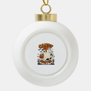 Candy Hunter Halloween Ghost Pumpkin Bucket_1 Ceramic Ball Christmas Ornament