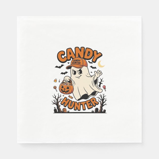 Candy Hunter Halloween Ghost Pumpkin Bucket_1 Napkin (Front)