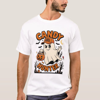 Candy Hunter Halloween Ghost Pumpkin Bucket_1 T-Shirt