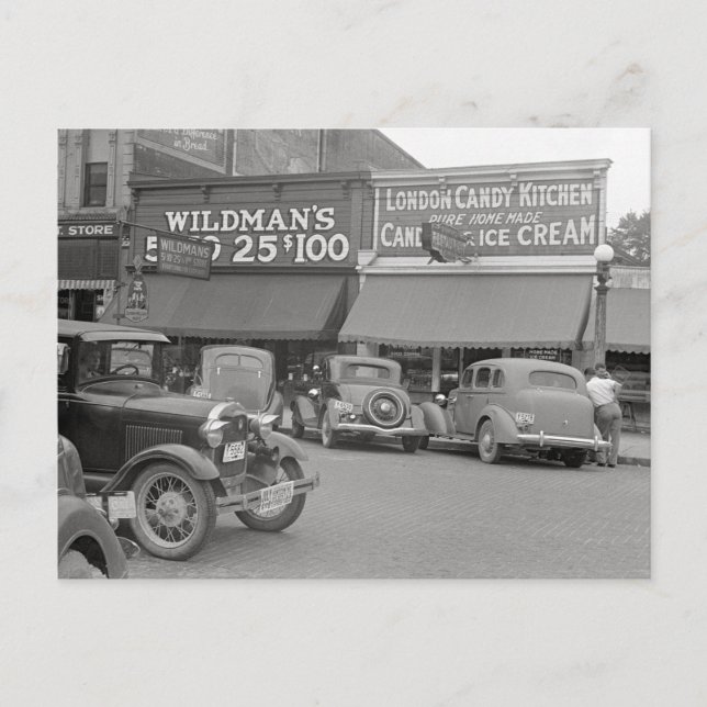Candy & Ice Cream Shop, 1938 Postcard (Front)