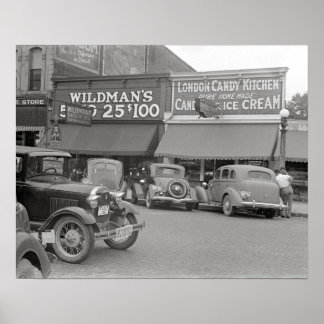 Candy & Ice Cream Shop, 1938. Vintage Photo Poster