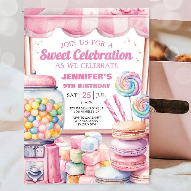 Candy Land Girl Pink Sweet Celebration Birthday Invitation (Creator Uploaded)