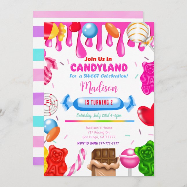 Candy land Invitation (Front/Back)