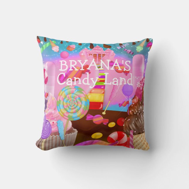 Candy Land Party Fantasy Sweets Personalised Cushion (Front)
