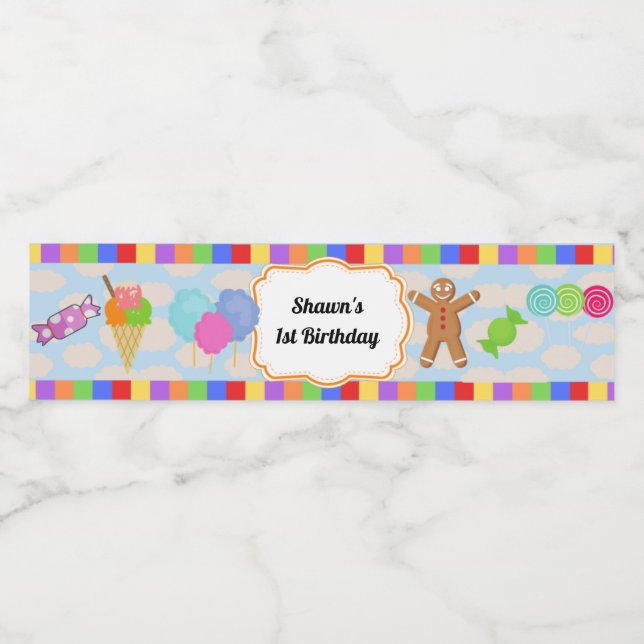 Candy Land Party Water Bottle Label (Single Label)