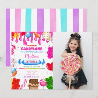 Candy land Photo Invitation