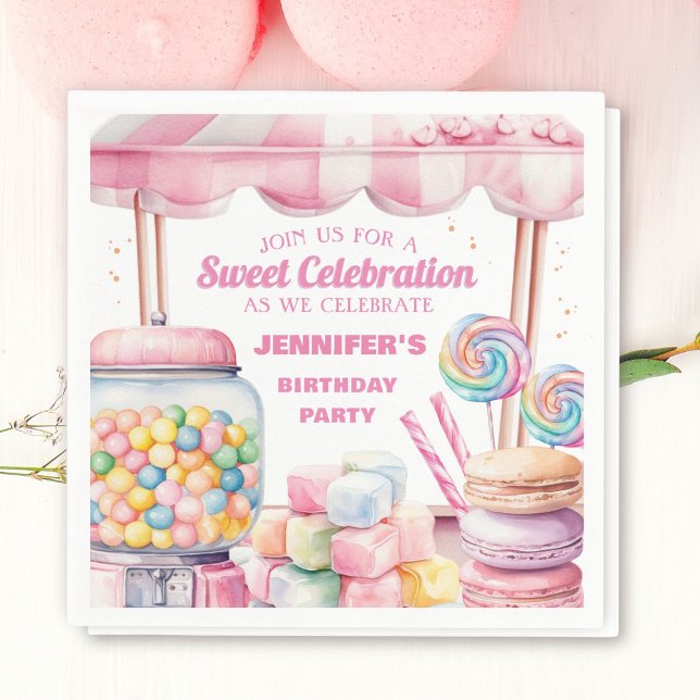 Candy Land Retro Pink Sweets Girls Birthday Party  Napkin (Creator Uploaded)