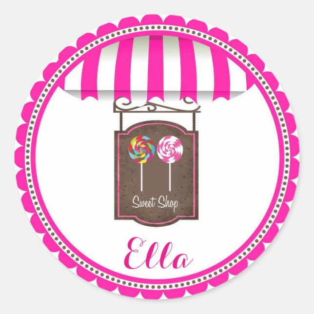 Candy Land Sweet Shop Birthday Favour Stickers (Front)