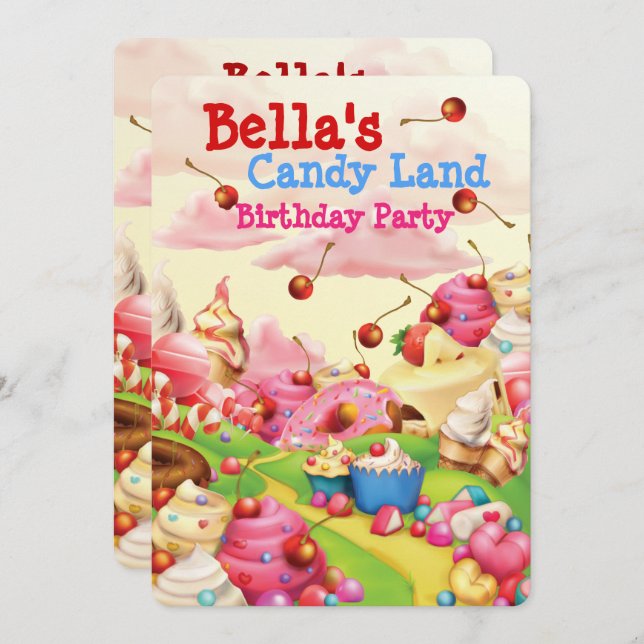 Candy Land Sweetie Birthday Party Invitation (Front/Back)