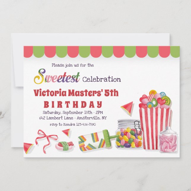 Candy Lane Birthday Party Invitation (Front)