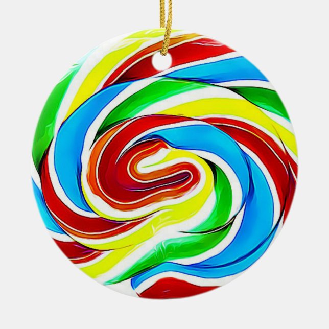 Candy Lollipop Realistic Food Christmas Ceramic Tree Decoration (Front)