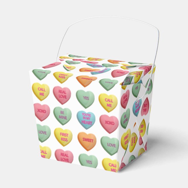 Candy Love Hearts Romantic Words Pattern Favour Box (Front Side)