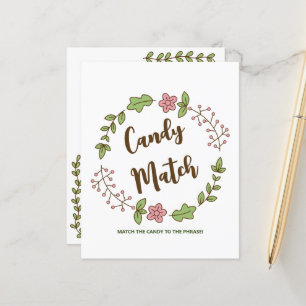 Candy Match Paper Sheet Bridal Shower Game