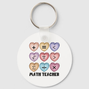Candy Math Valentines Day Hearts Teacher Mathemati Key Ring