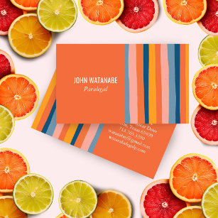 Candy Minimalist Stripes Handmade Orange Business Card