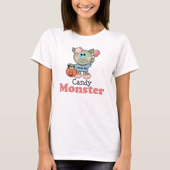 Candy Monster Halloween Ringer T shirt (Front)