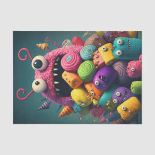 Candy Monsters Wrapping Paper Flat Sheet Set of 3