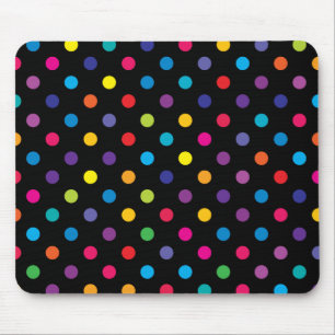 Candy on Black Polka Dot Mouse Pad