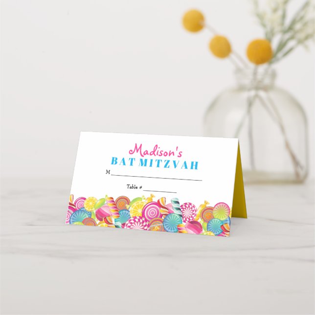 CANDY PARTY Bat Mitzvah Seating Escort Place Card (Front)