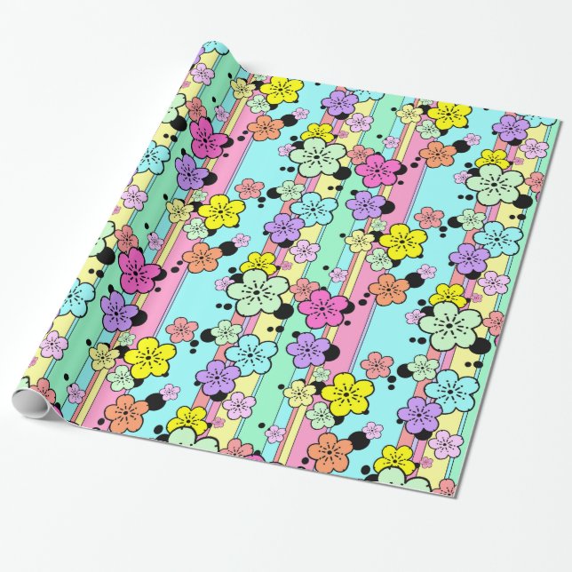 Candy Pastel Sakura cherry blossom gift wrap (Unrolled)