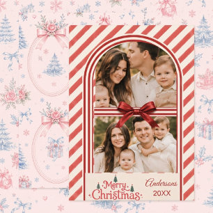 Candy pastel stripe Christmas Holiday Card