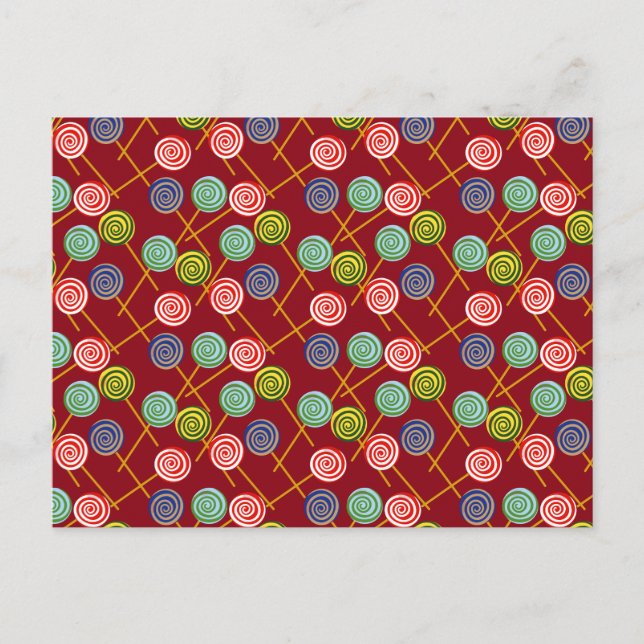 Candy pattern | Lollies pattern | lollipop 10 Postcard (Front)
