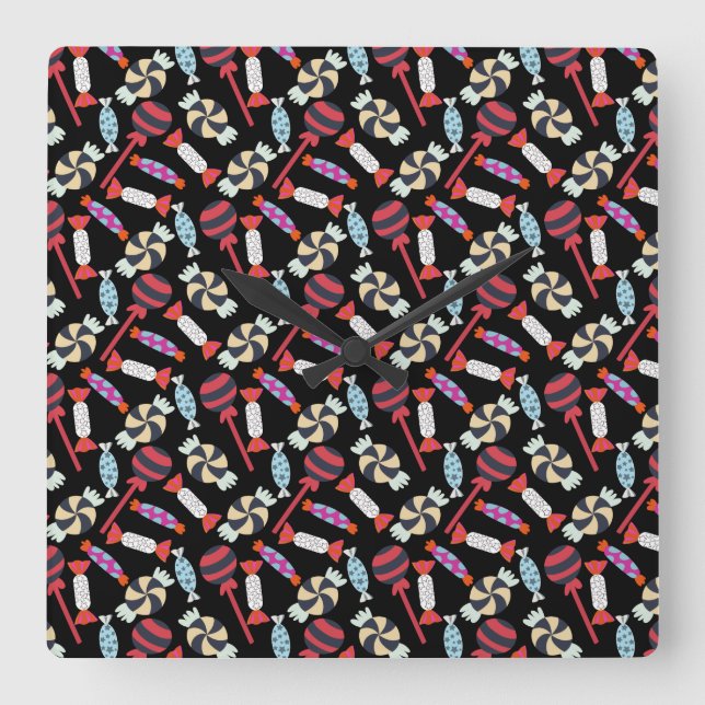 Candy pattern | Lollies pattern | lollipop 14 Square Wall Clock (Front)