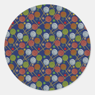 Candy pattern   Lollies pattern   lollipop 17 Classic Round Sticker