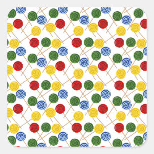 Candy pattern Lollies pattern lollipop 21 Square Sticker