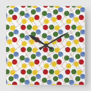 Candy pattern Lollies pattern lollipop 21 Square Wall Clock