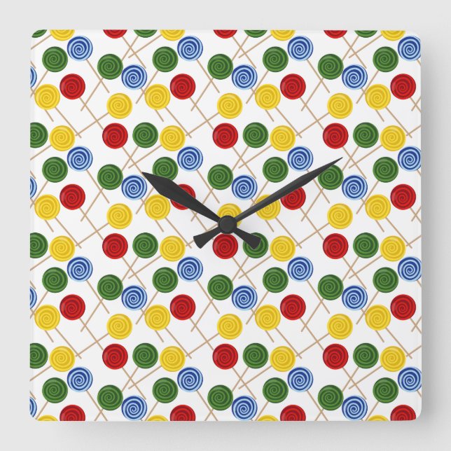Candy pattern | Lollies pattern | lollipop 21 Square Wall Clock (Front)