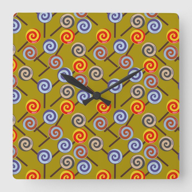 Candy pattern | Lollies pattern | lollipop 26 Square Wall Clock (Front)
