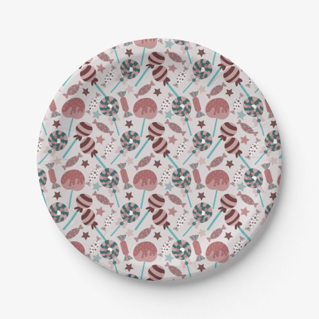 Candy pattern | Lollies pattern | lollipop 29 Paper Plate (Front)