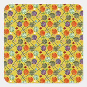 Candy pattern Lollies pattern lollipop 30 Square Sticker