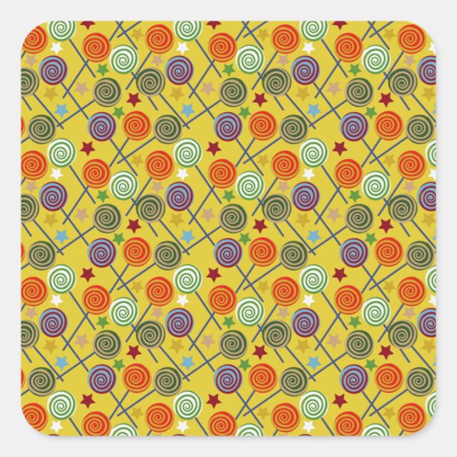 Candy pattern | Lollies pattern | lollipop 30 Square Sticker (Front)