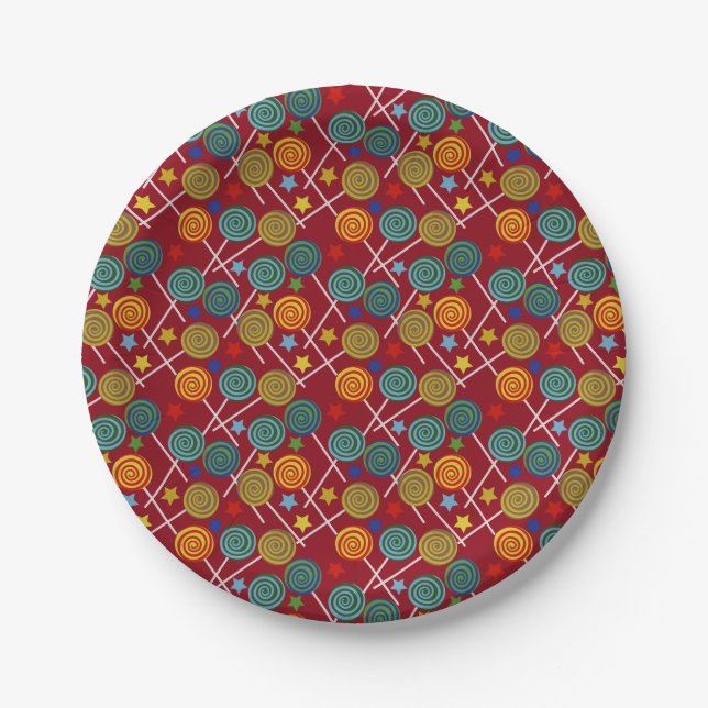 Candy pattern | Lollies pattern | lollipop 32 Paper Plate (Front)