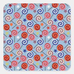 Candy pattern Lollies pattern lollipop 40 Square Sticker