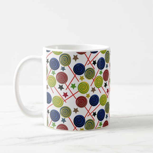 Candy pattern | Lollies pattern | lollipop 48 Coffee Mug (Left)