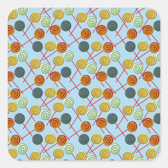 Candy pattern | Lollies pattern | lollipop 5 Square Sticker (Front)