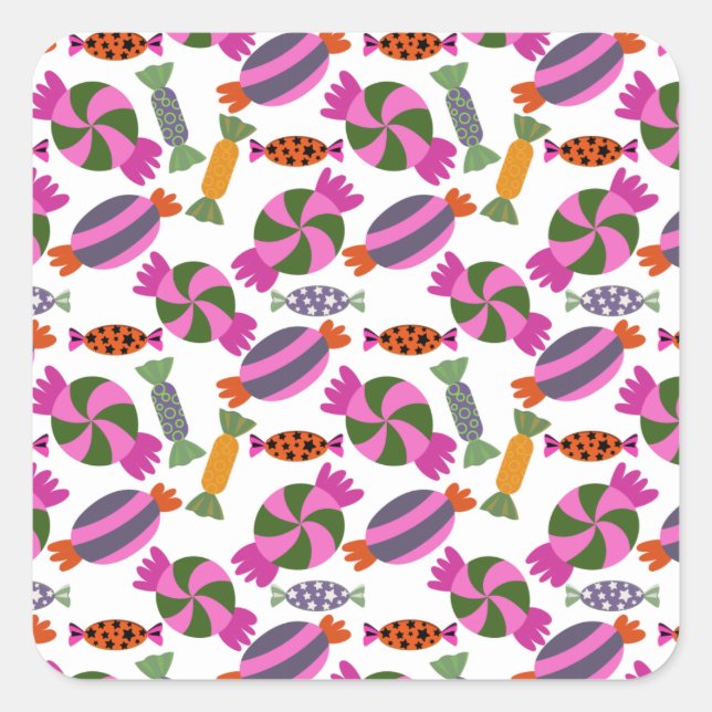 Candy pattern | Lollies pattern | lollipop 6 Square Sticker (Front)