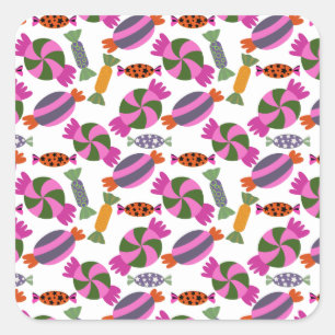 Candy pattern   Lollies pattern   lollipop 6 Square Sticker