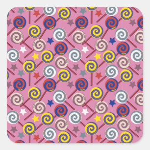 Candy pattern Lollies pattern lollipop 7 Square Sticker