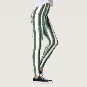 Candy Peppermint Green Vertical Stripe Leggings